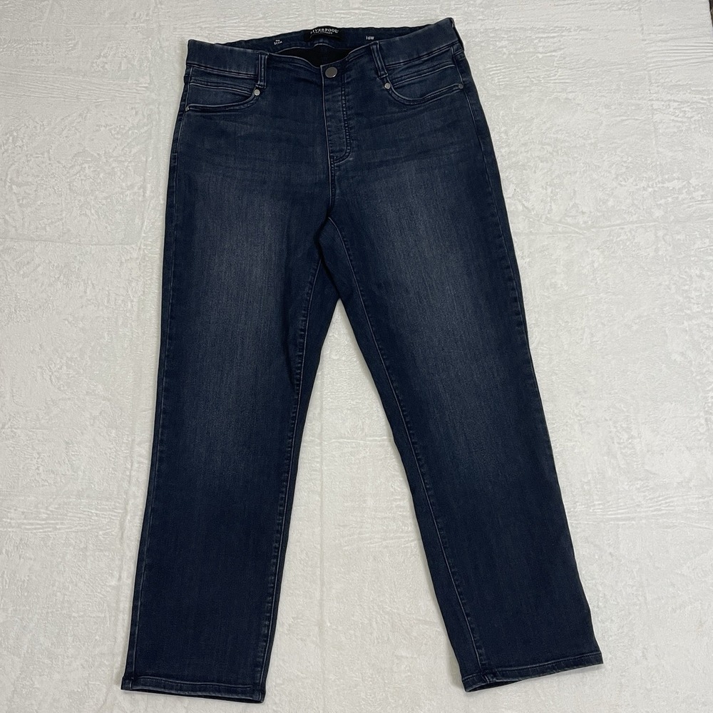 Liverpool Jeans Womens 16W The Slim High Rise Ankle Skinny Dark Blue Stretch